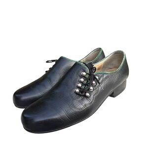 Vintage Meindl Mens Black Leather Haferlschuh Bavarian Trachten Shoes Size 45